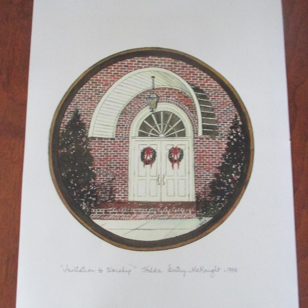 Clemmons Moravian Church Christmas Print "Invitation to Worship" Hilda McKnight